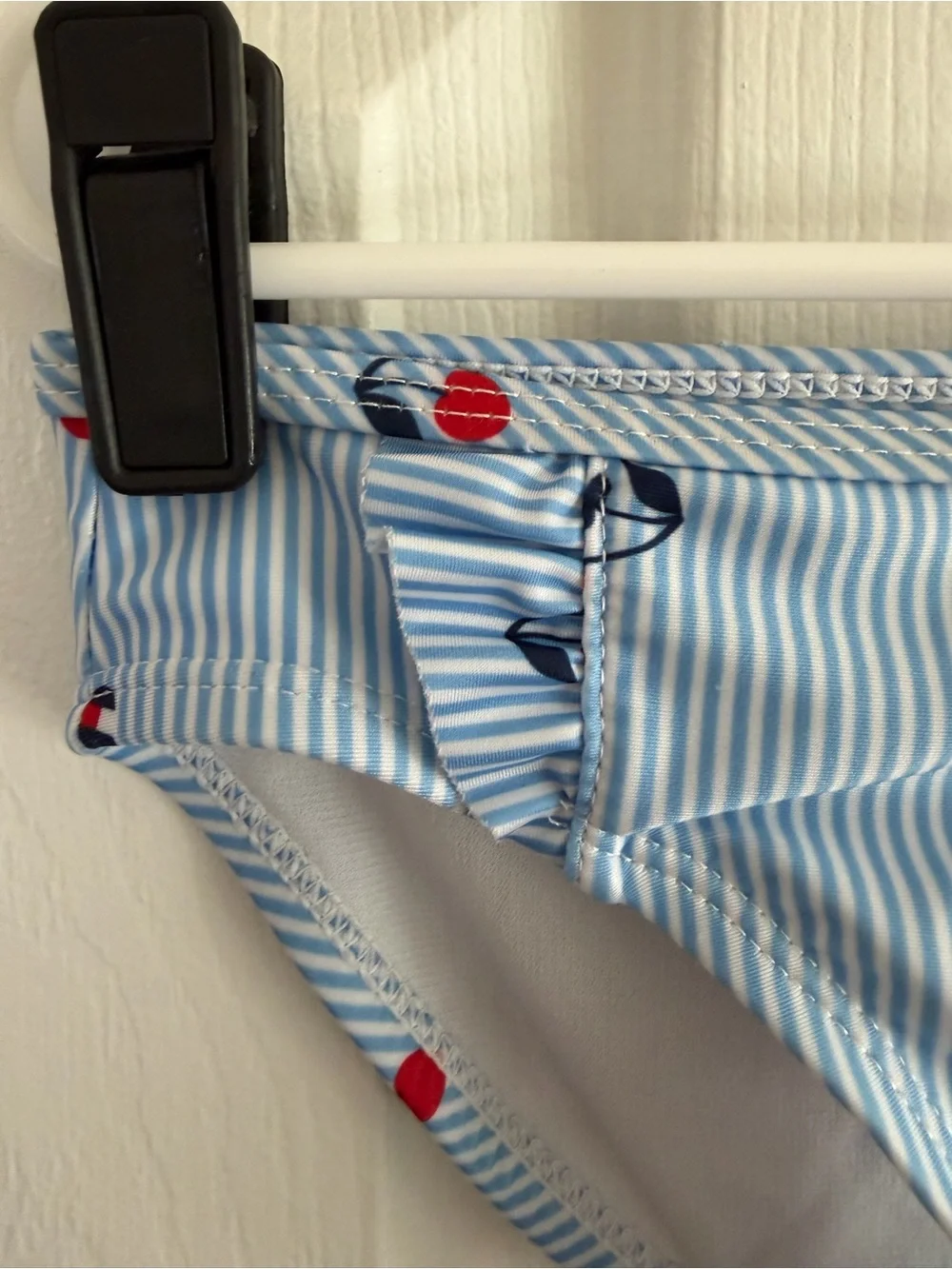 Tommy Hilfiger Light Blue/White Striped Kids Bikini w/Tommy Logo Cherry Print -6